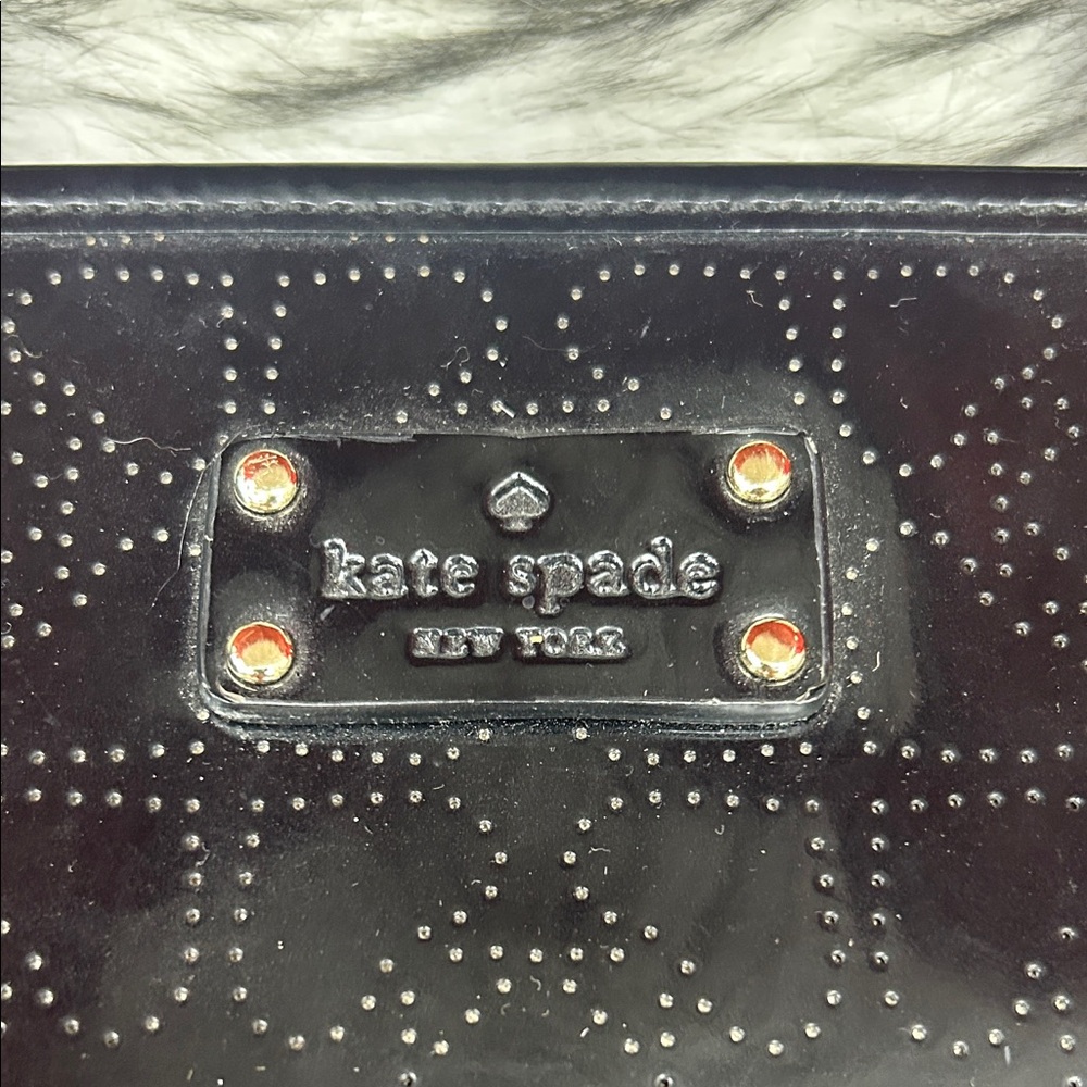 Kate Spade New York black patent leather perforated Spades tote, EUC - Picture 4 of 16